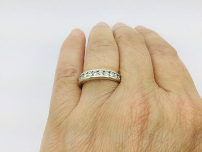 14k White Gold Round Cut 50pt Diamond Channel Set Ring