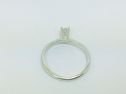 14k White Gold Princess Cut 17pt Solitaire Diamond Ring