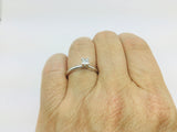 14k White Gold Princess Cut 17pt Solitaire Diamond Ring