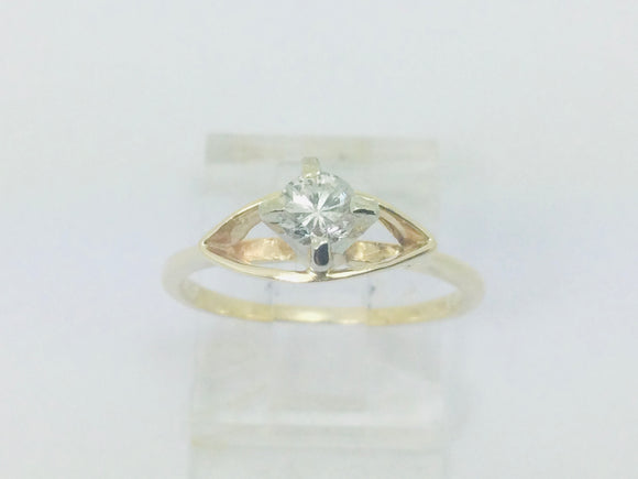 14k Yellow Gold Round Cut 25pt Diamond Solitaire Ring