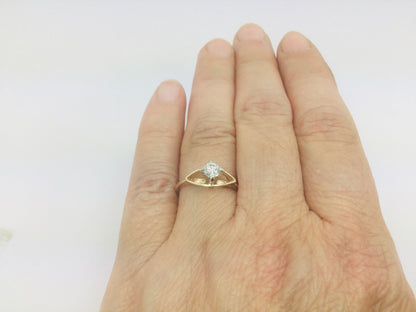 14k Yellow Gold Round Cut 0.29ct Diamond Solitaire Ring