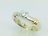 14k White and Yellow Gold Round Cut 25pt Diamond  Solitaire Ring