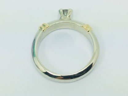 14k White and Yellow Gold Round Cut 25pt Diamond  Solitaire Ring
