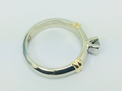 14k White and Yellow Gold Round Cut 25pt Diamond  Solitaire Ring