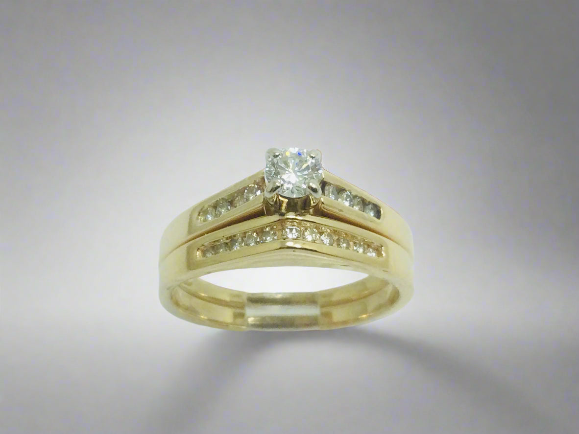 Diamond channel sales band yellow gold
