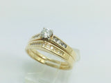 14k Yellow Gold Round Cut 39pt Diamond Channel Set Engagement Ring & Wedding Band Set