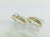 14k Yellow Gold Round Cut 39pt Diamond Channel Set Engagement Ring & Wedding Band Set
