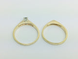 14k Yellow Gold Round Cut 39pt Diamond Channel Set Engagement Ring & Wedding Band Set