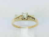 14k Yellow Gold Round Cut 39pt Diamond Channel Set Engagement Ring & Wedding Band Set