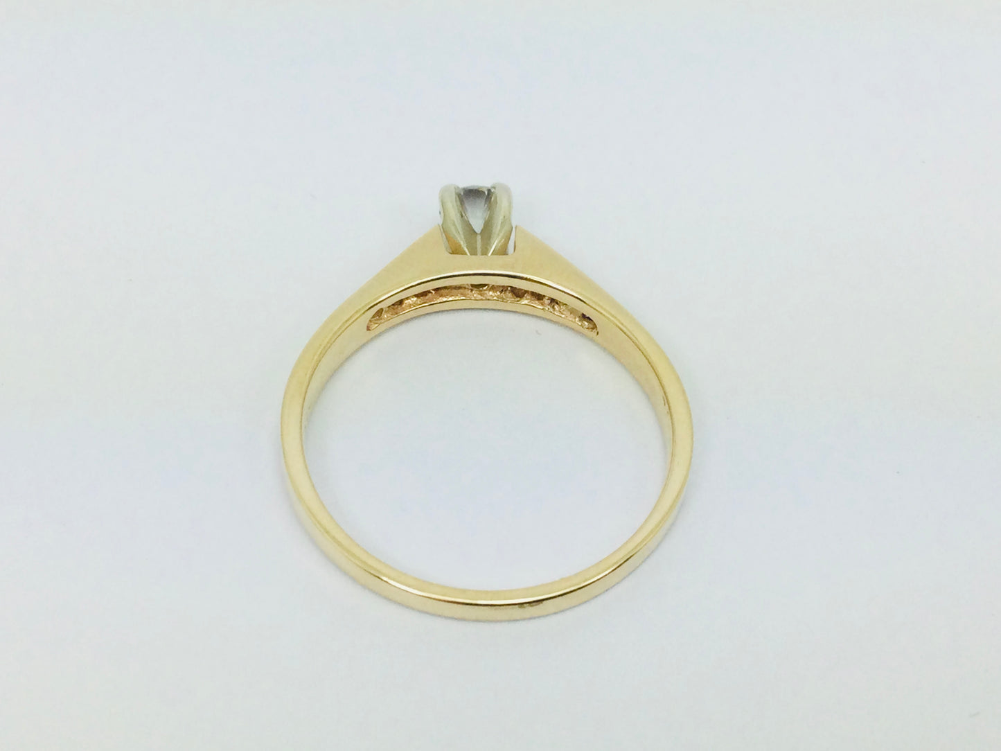 14k Yellow Gold Round Cut 39pt Diamond Channel Set Engagement Ring & Wedding Band Set