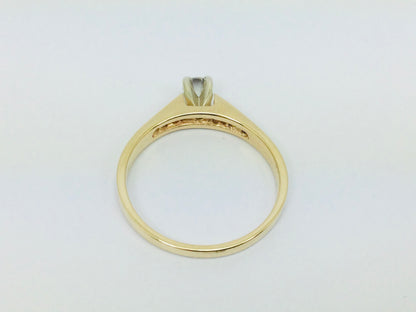 14k Yellow Gold Round Cut 39pt Diamond Channel Set Engagement Ring & Wedding Band Set