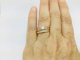 14k Yellow Gold Round Cut 39pt Diamond Channel Set Engagement Ring & Wedding Band Set