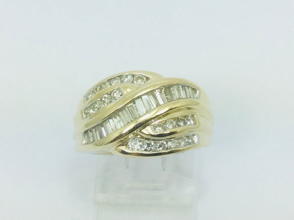 14k Yellow Gold 1ct Round Cut Diamond Channel Set Cluster Ring