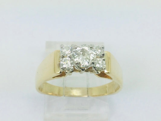 14k Yellow Gold 0.50ct Mine Cut Diamond , 0.78ct TDW Ring
