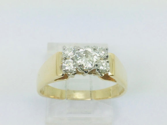 14k Yellow Gold 64pt Round Cut Diamond Ring