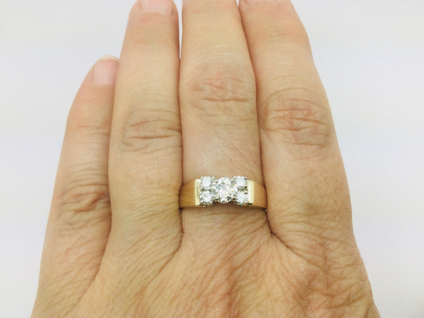14k Yellow Gold 0.50ct Mine Cut Diamond , 0.78ct TDW Ring