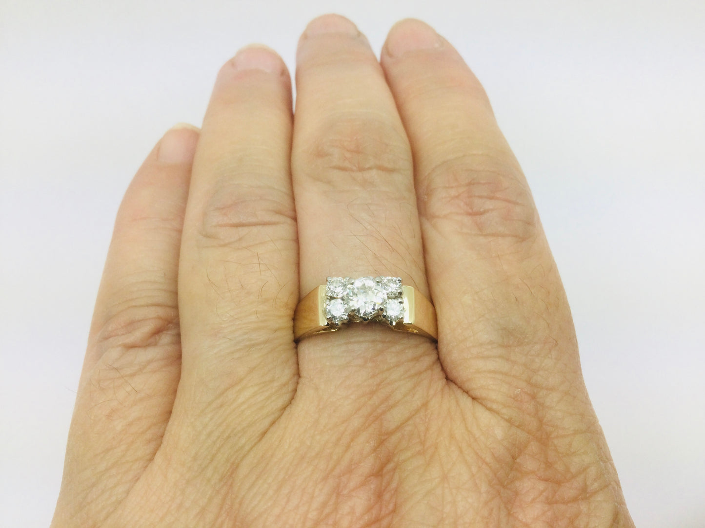 14k Yellow Gold 0.50ct Mine Cut Diamond , 0.78ct TDW Ring