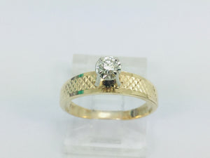 14k Yellow Gold Round Cut 10pt Diamond Solitaire Ring