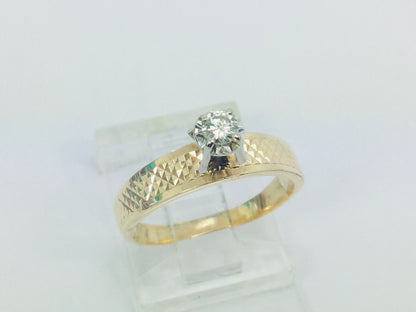 14k Yellow Gold Round Cut 10pt Diamond Solitaire Ring