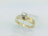 14k Yellow Gold Round Cut 10pt Diamond Solitaire Ring