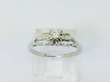 14k White Gold Vintage Round Cut 8pt Diamond with Diamond Accents Ring
