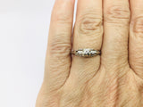 14k White Gold Vintage Round Cut 8pt Diamond with Diamond Accents Ring