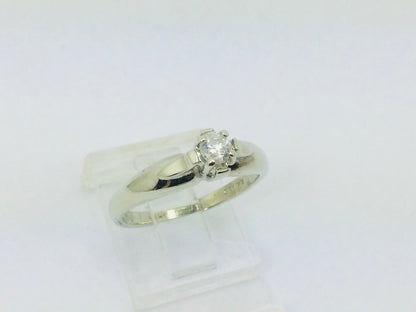 10k White Gold Round Cut 16pt Solitaire Diamond Ring