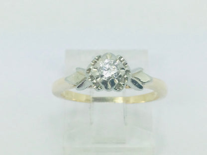 14k Yellow Gold Round Cut 15pt Diamond Solitaire Ring