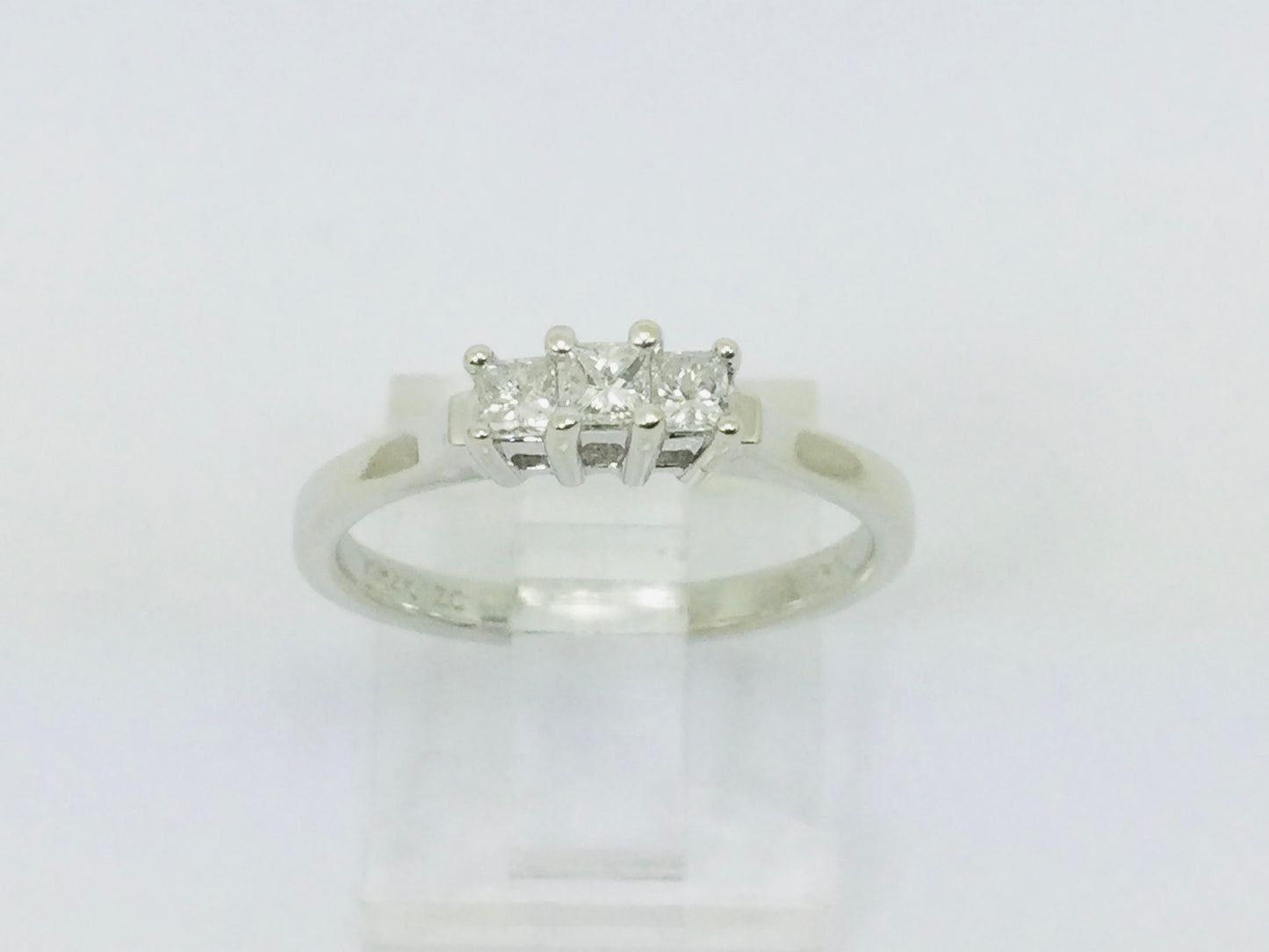 14k White Gold 26pt Princess Cut Diamond Trinity Ring