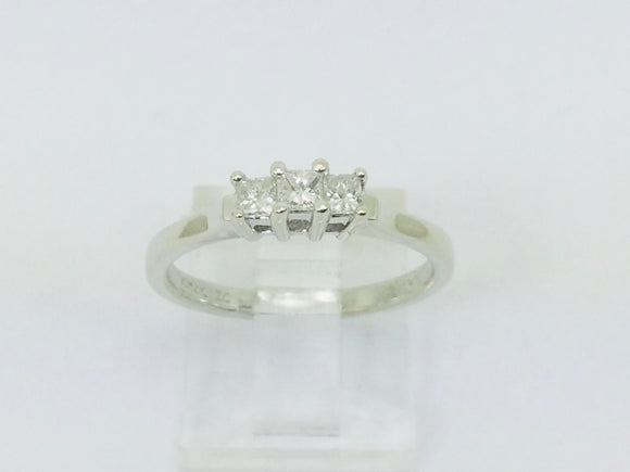 14k White Gold 26pt Princess Cut Diamond Trinity Ring
