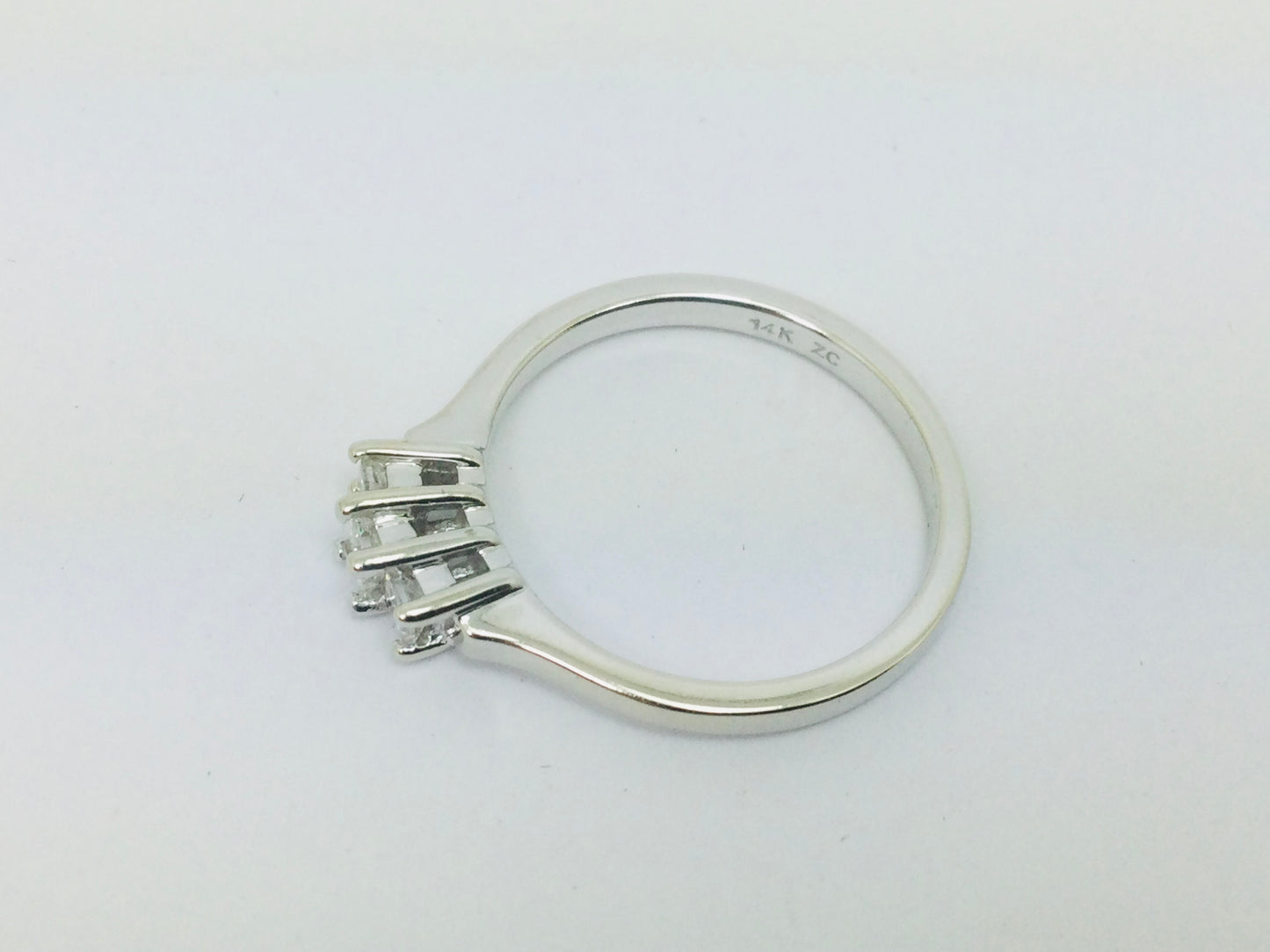 14k White Gold 26pt Princess Cut Diamond Trinity Ring