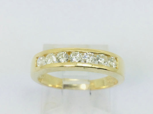 18k Yellow Gold Round Cut 42pt Diamond Channel Set Ring