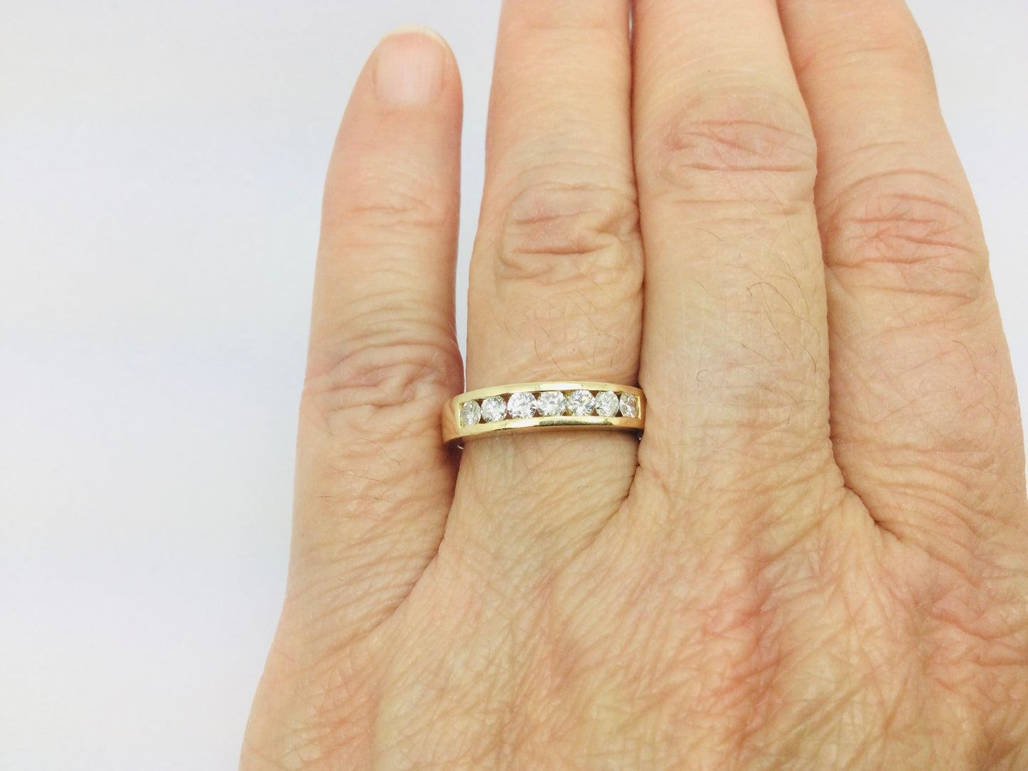 18k Yellow Gold Round Cut 42pt Diamond Channel Set Ring