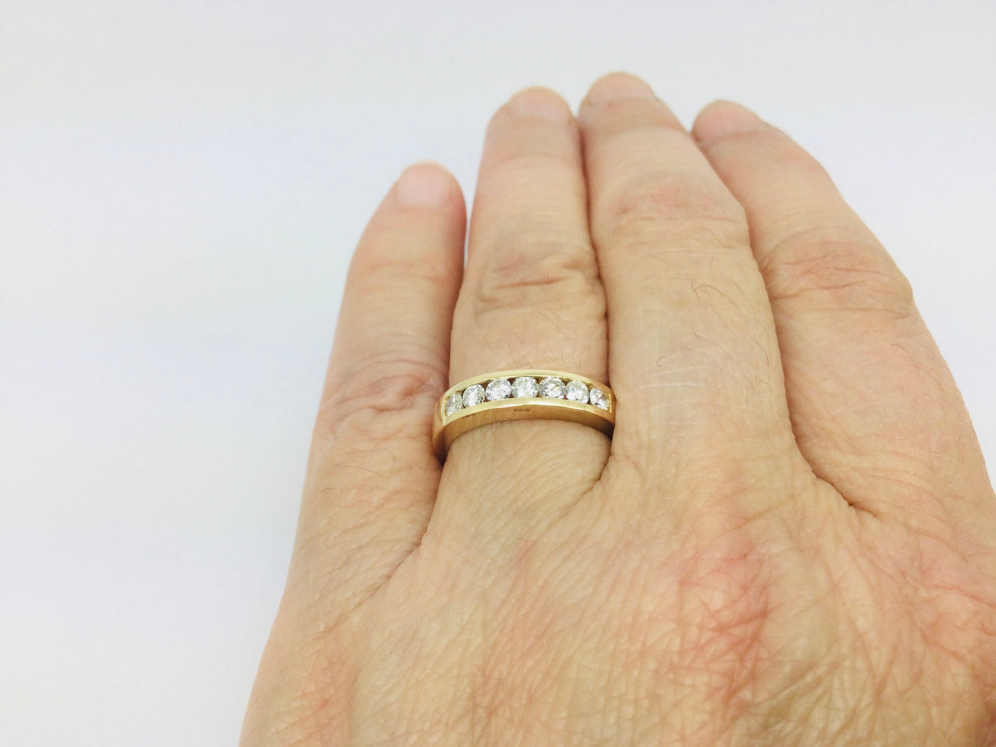 18k Yellow Gold Round Cut 42pt Diamond Channel Set Ring