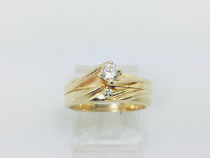 14k Yellow Gold 20pt Round Cut Diamond Solitaire with Accent Ring