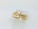 14k Yellow Gold 20pt Round Cut Diamond Solitaire with Accent Ring