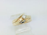14k Yellow Gold 20pt Round Cut Diamond Solitaire with Accent Ring