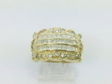14k Yellow Gold 1.5ct Princess and Round Cut Diamond Row Set Cluster Ring