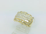 14k Yellow Gold 1.5ct Princess and Round Cut Diamond Row Set Cluster Ring