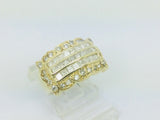 14k Yellow Gold 1.5ct Princess and Round Cut Diamond Row Set Cluster Ring