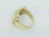 14k Yellow Gold 1.5ct Princess and Round Cut Diamond Row Set Cluster Ring