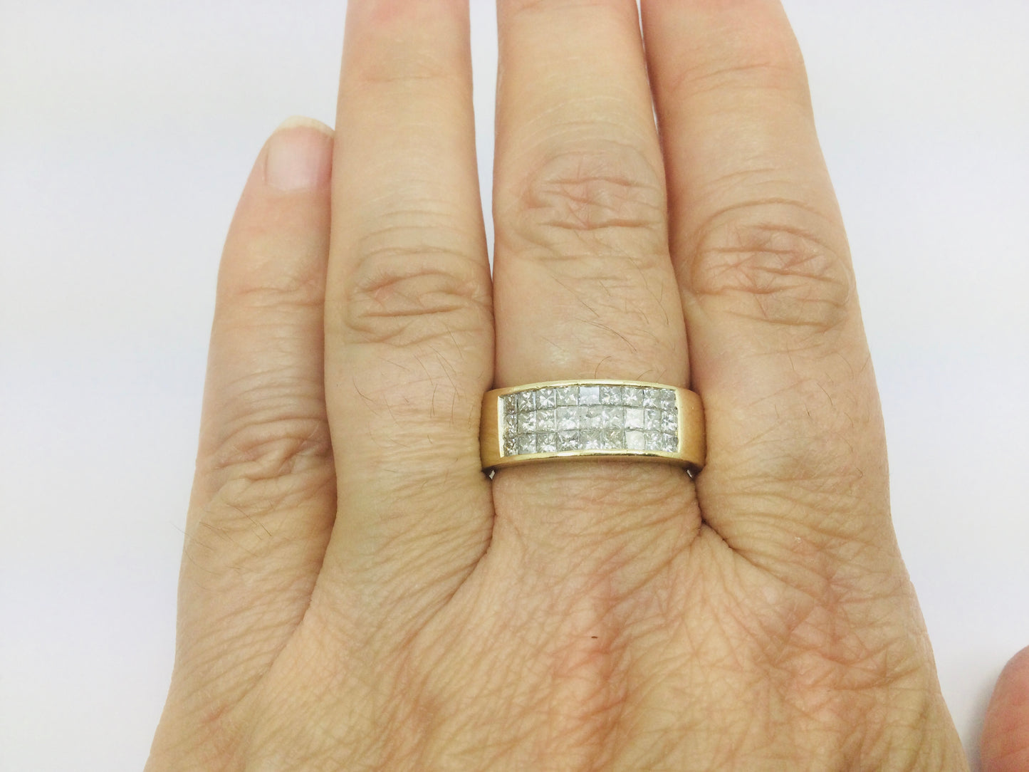 14k Yellow Gold Princess Cut 1.35ct Diamond Row Set Ring