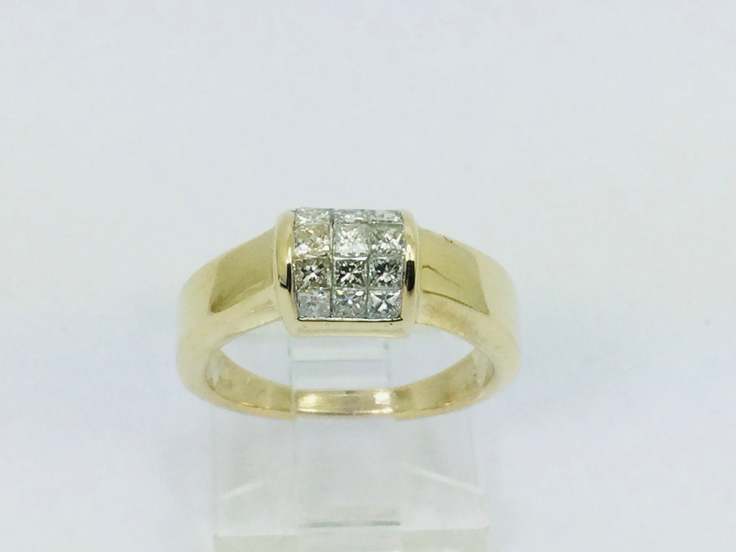 14k Yellow Gold Princess Cut 60pt Diamond Cluster Ring