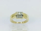 14k Yellow Gold Princess Cut 60pt Diamond Cluster Ring