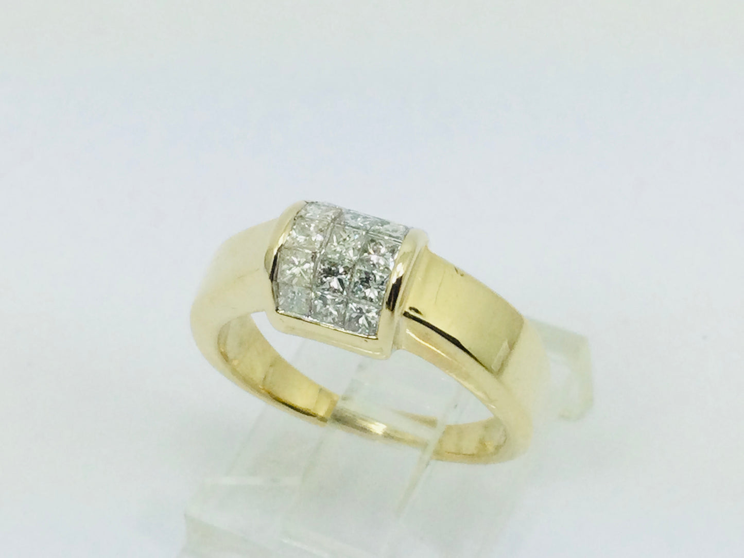 14k Yellow Gold Princess Cut 60pt Diamond Cluster Ring