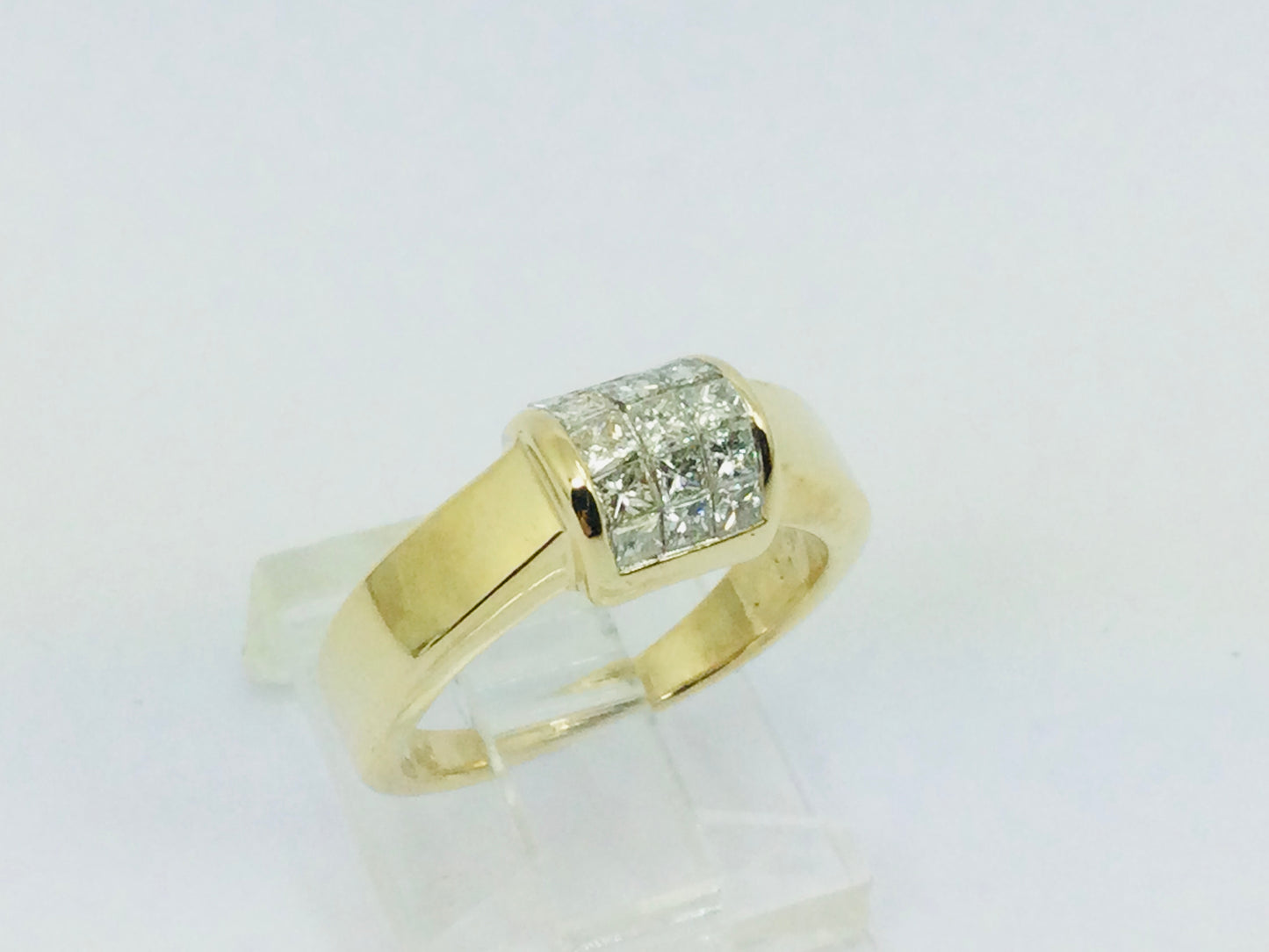 14k Yellow Gold Princess Cut 60pt Diamond Cluster Ring