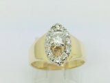 14k Yellow Gold Round Cut 50pt Diamond Marquise Halo Ring