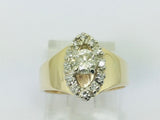 14k Yellow Gold Round Cut 50pt Diamond Marquise Halo Ring