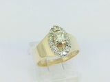 14k Yellow Gold Round Cut 50pt Diamond Marquise Halo Ring