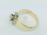 14k Yellow Gold Round Cut 50pt Diamond Marquise Halo Ring